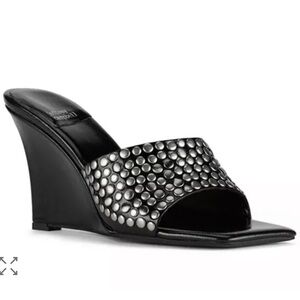 Jeffrey Campbell Boy Bye Wedge Sandals Black Silver